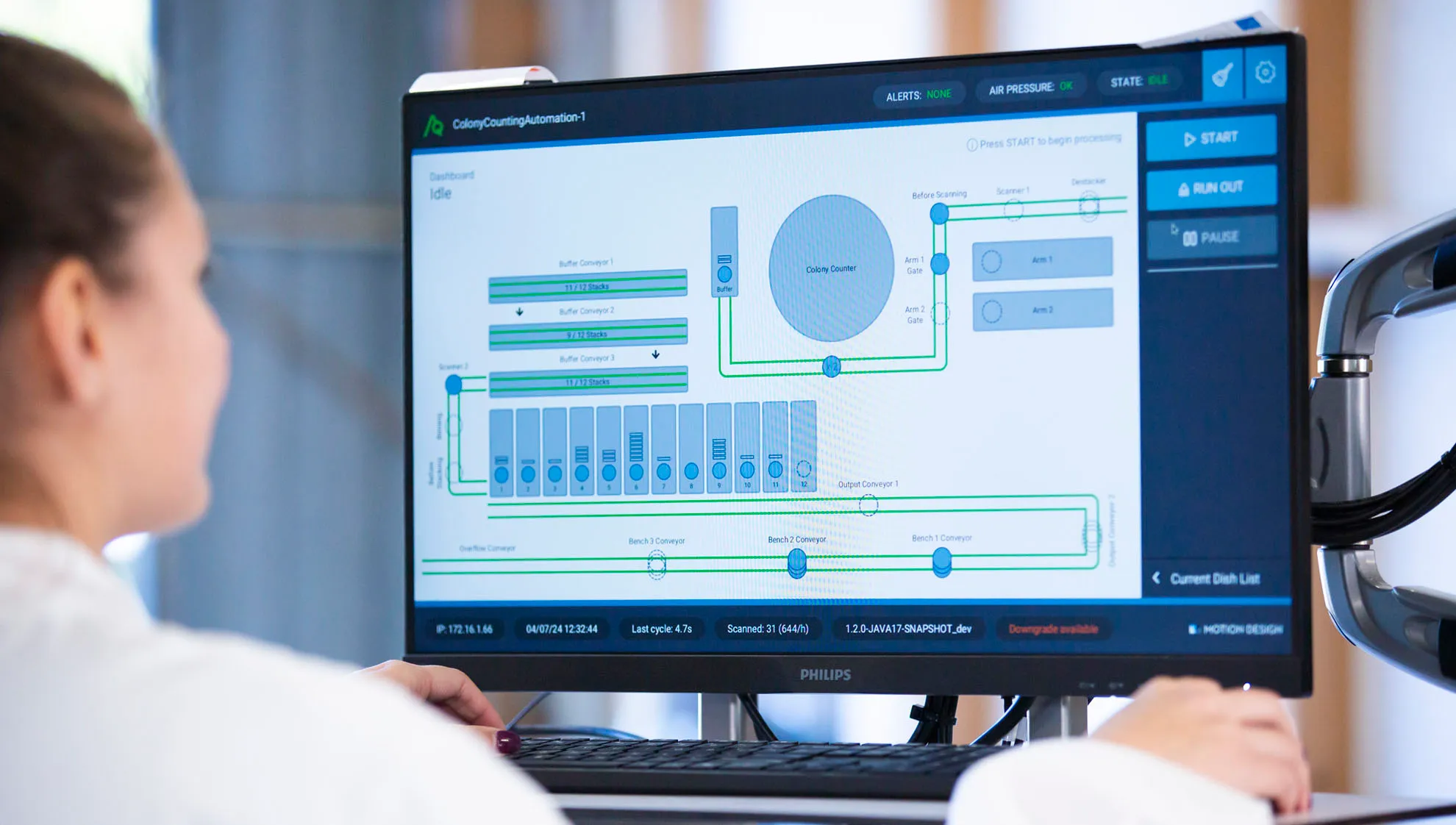 Customised LIM software to capture colony counting data and provide a database of results.