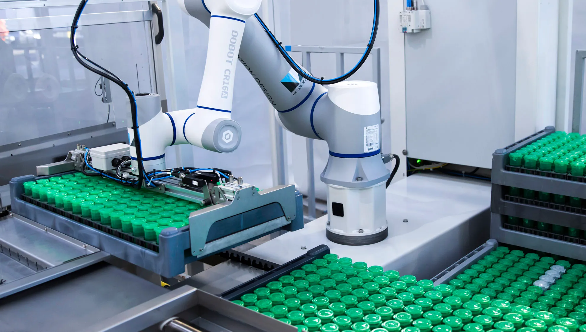 We can integrate robots into your production line or palletising solution and program them to suit your business.